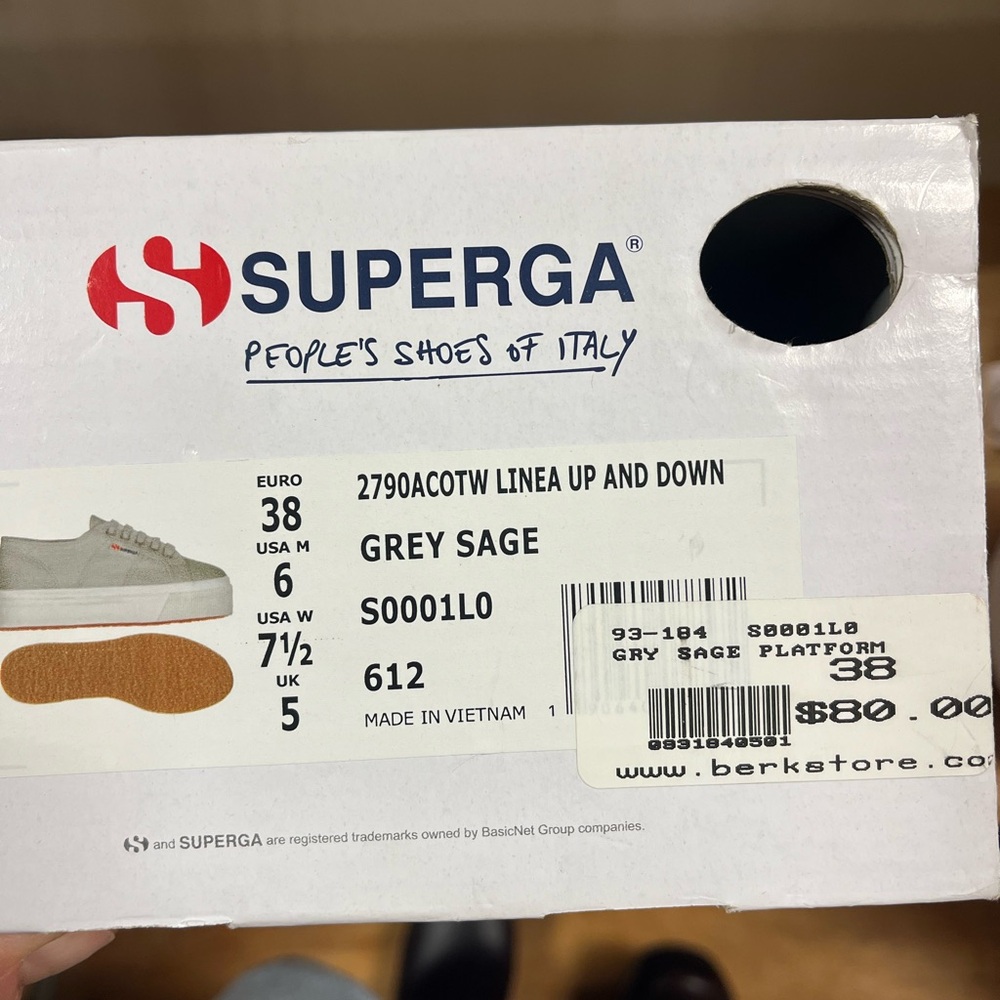 Superga 2790 platform grey, size 7.5